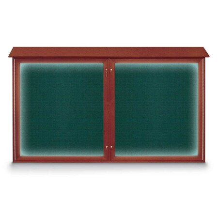 United Visual Products Sliding Door Wood Corkboard, 48"x36", Waln, UV9003OCS-WALNUT-RUBBER UV9003OCS-WALNUT-RUBBER